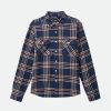 Brixton Bowery-Flanel Gewassen Marineblauw/Gebroken Wit/Terracotta Clearance