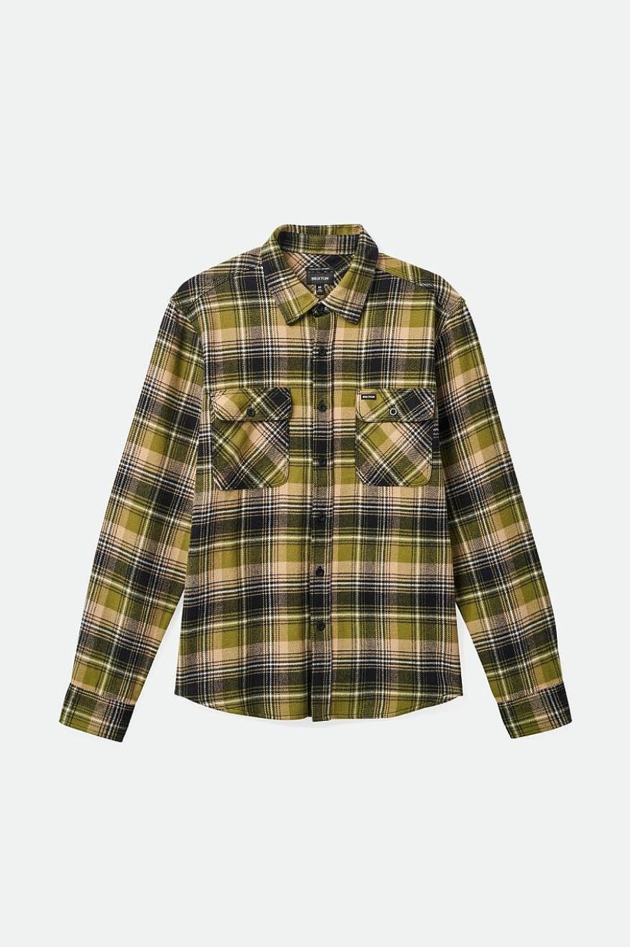 Brixton Bowery-Flanel Groene Kelp/Zand/Zwart New