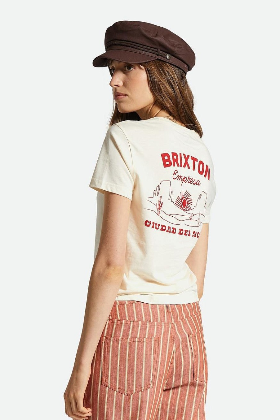 Brixton Empresa Passend T-Shirt Met Ronde Hals Witte Rook New