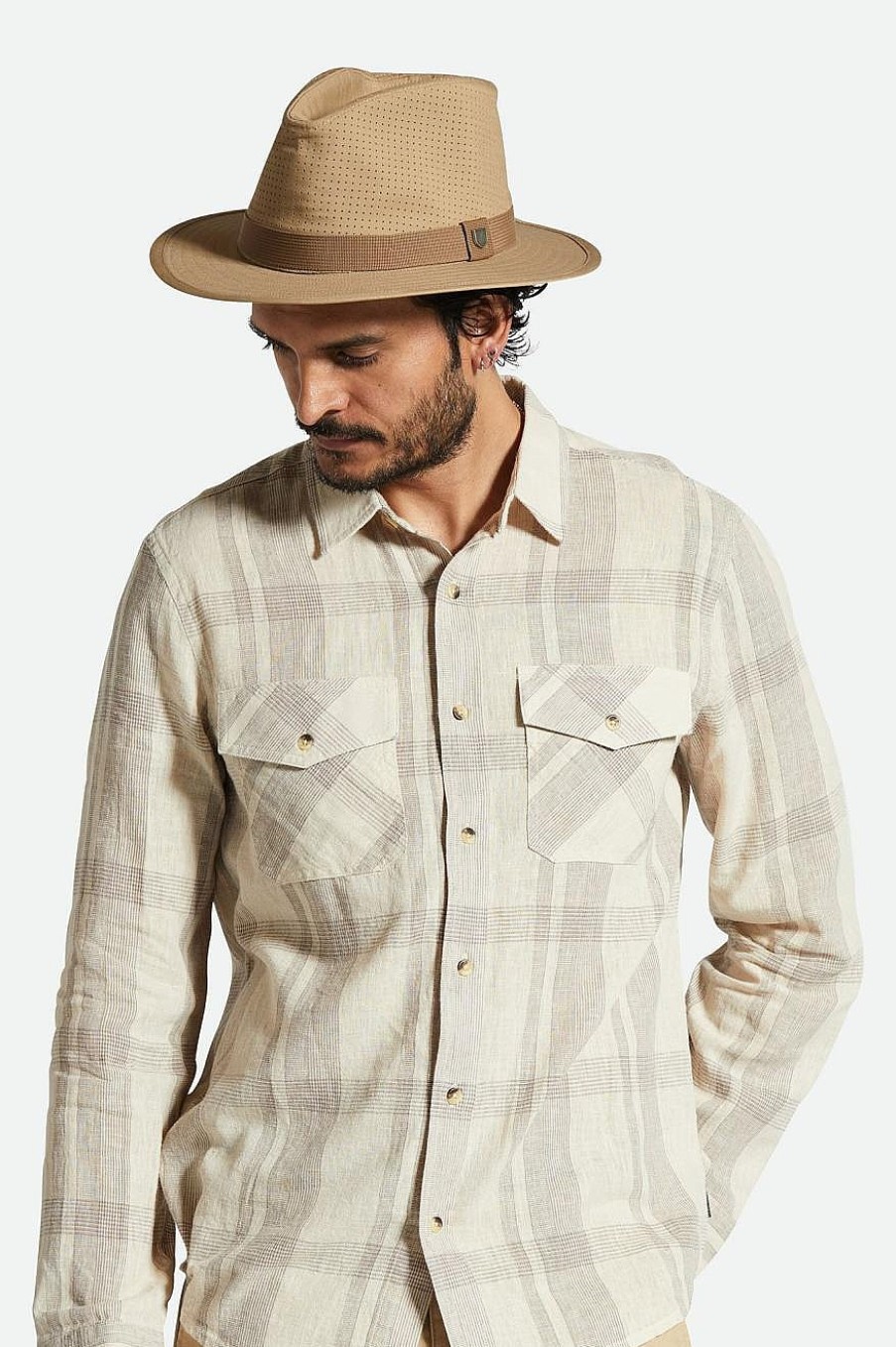 Brixton Messer Coolmax Fedora Khaki Clearance