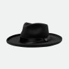 Brixton Victoria Vilt Fedora Zwart/Zwart Satijn New