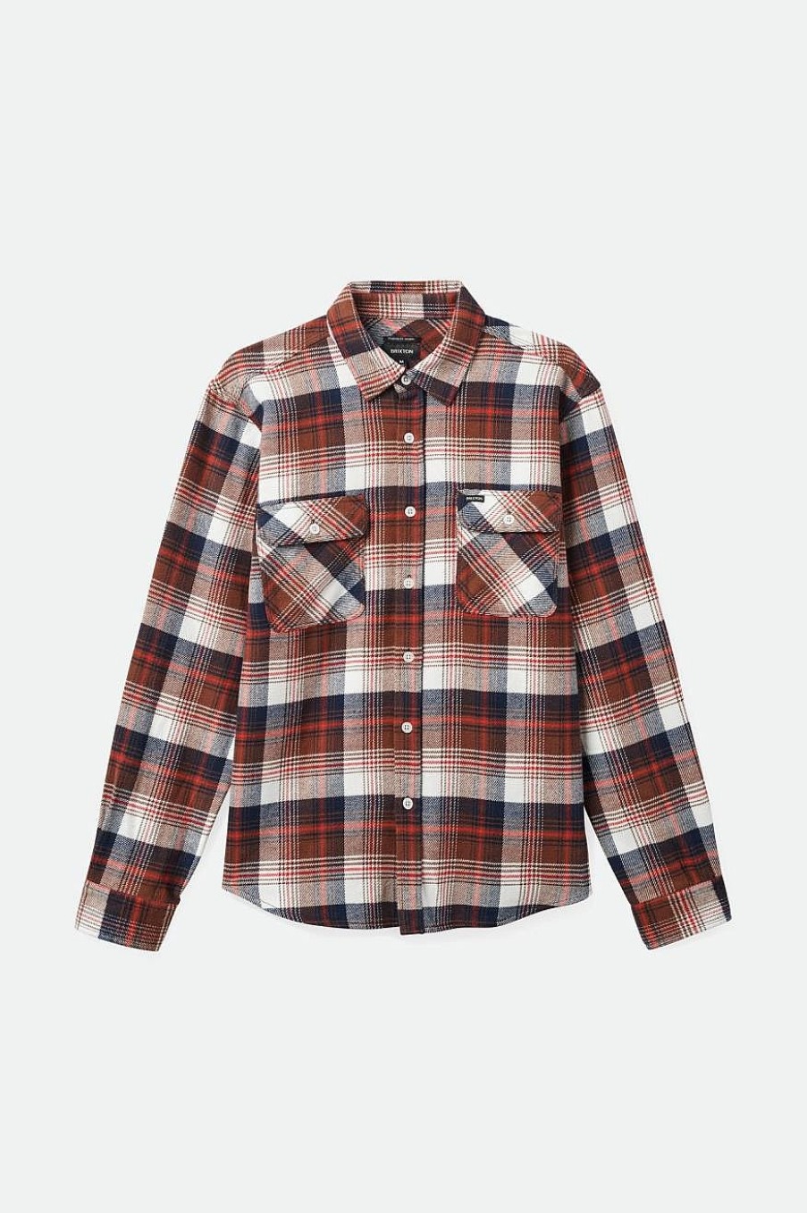 Brixton Bowery-Flanel Gewassen Marineblauw/Sepia/Gebroken Wit Best