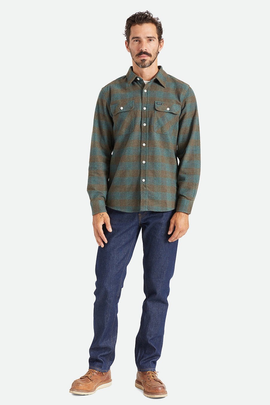 Brixton Bowery L/S Flanel Oceaan Best