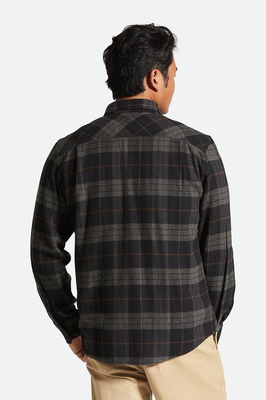 Brixton Bowery-Flanel Zwart/Houtskool Hot