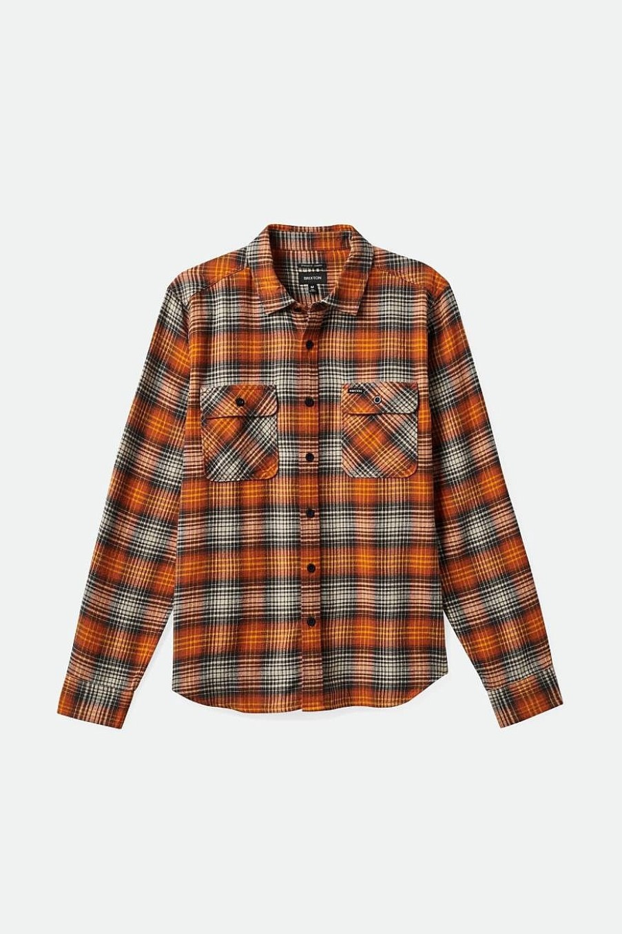 Brixton Bowery Lichtgewicht Ultrazacht Flanel Terracotta/Zwart Clearance