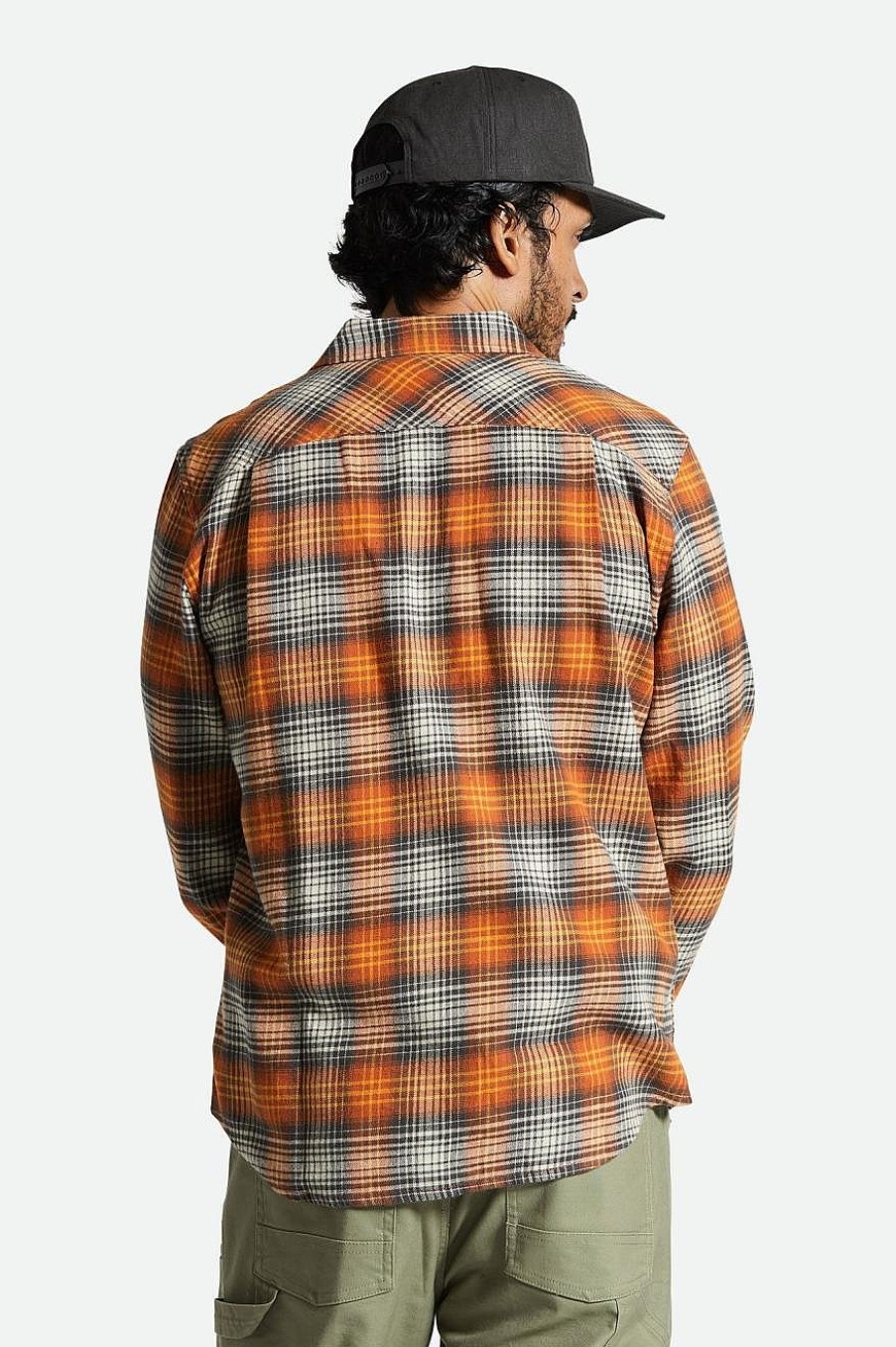 Brixton Bowery Lichtgewicht Ultrazacht Flanel Terracotta/Zwart Clearance