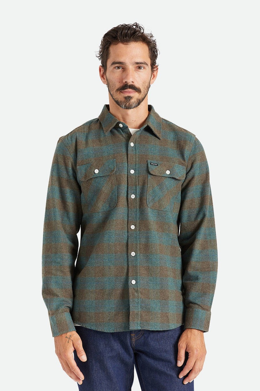 Brixton Bowery L/S Flanel Oceaan Best