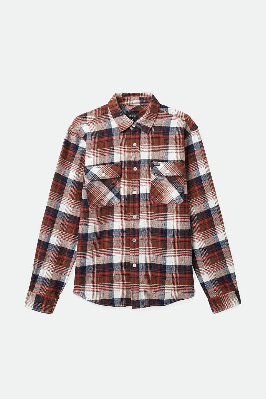 Brixton Bowery-Flanel Gewassen Marineblauw/Sepia/Gebroken Wit Clearance