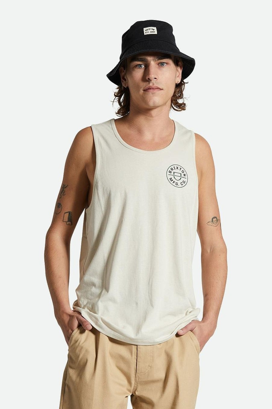 Brixton Crest-Tanktop Beige/Trekkinggroen/Zwart Wholesale