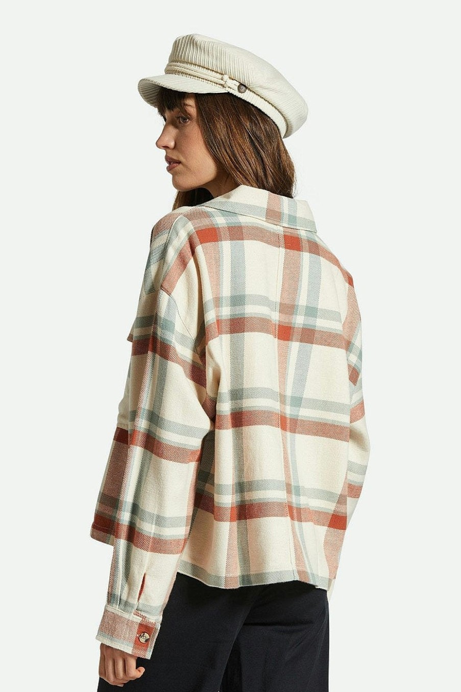 Brixton Bowery Damesflanel Witte Rook/Terracotta Clearance