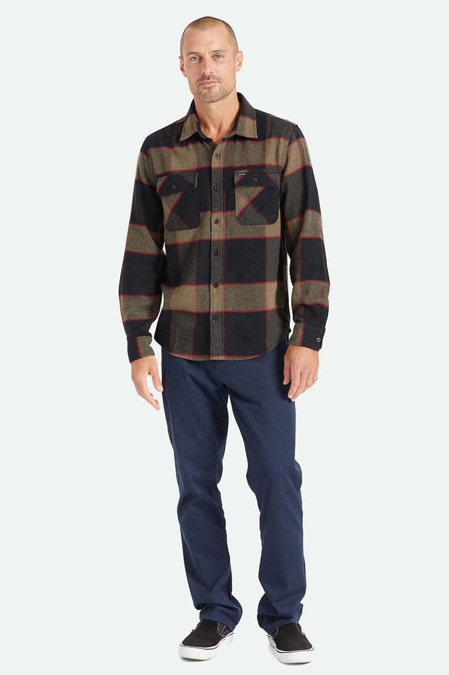 Brixton Bowery-Flanel Heidegrijs/Houtskool Wholesale