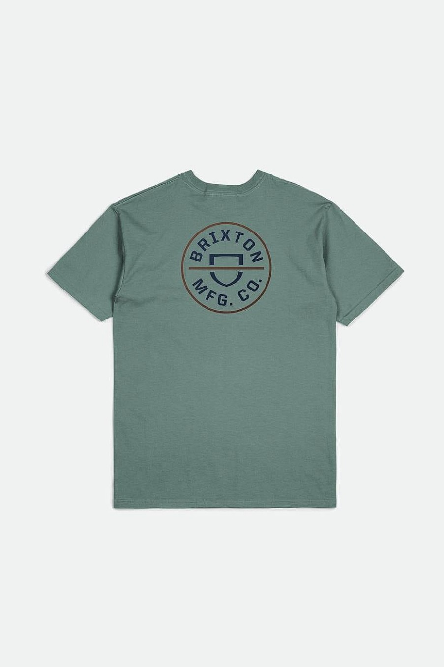 Brixton Crest Ii S/S Standaard T-Shirt Chinoisgroen/Gewassen Marineblauw/Sepia Clearance