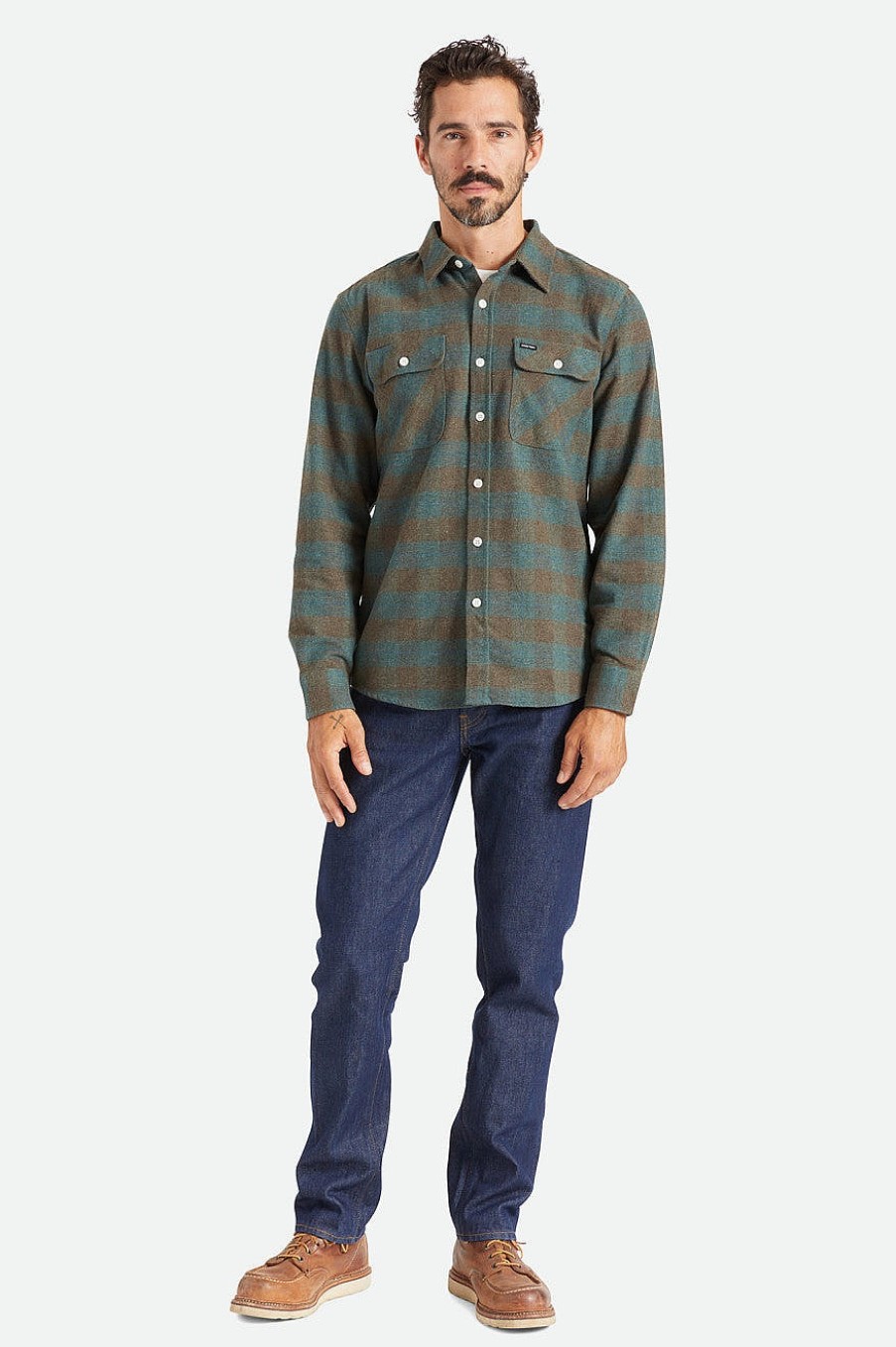 Brixton Bowery L/S Flanel Oceaan Wholesale